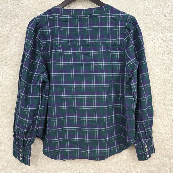Roller Rabbit Top Large Womens Blue Purple Henley‎ Inverness Plaid Glenda - Picture 9 of 13